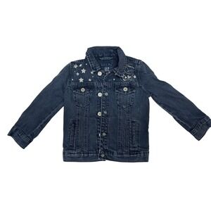 Gap Denim Girls XS Regular Dark Wash Star Cat Shooting Star Jean Jacket